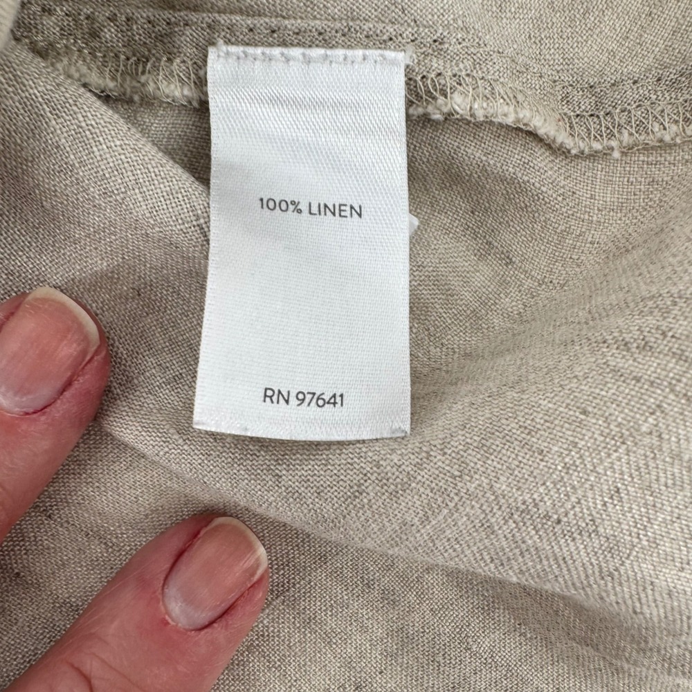 J.Jill Love‎ Linen Sharkbite Tunic Top Beige Oatmeal V-Neck Petite Medium PM - Picture 8 of 11